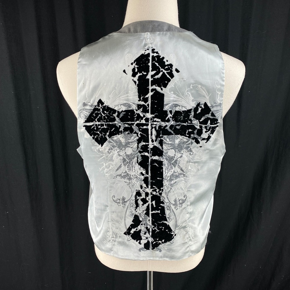 ROAR Vest Mens L (Fits S/M) Gothic Biker Western Cross Grunge Y2K Jesse Pinkman